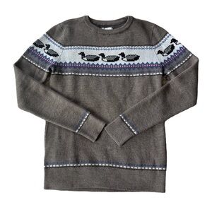 Loon pattern L.L. Bean Gray Crew Neck Sweater
